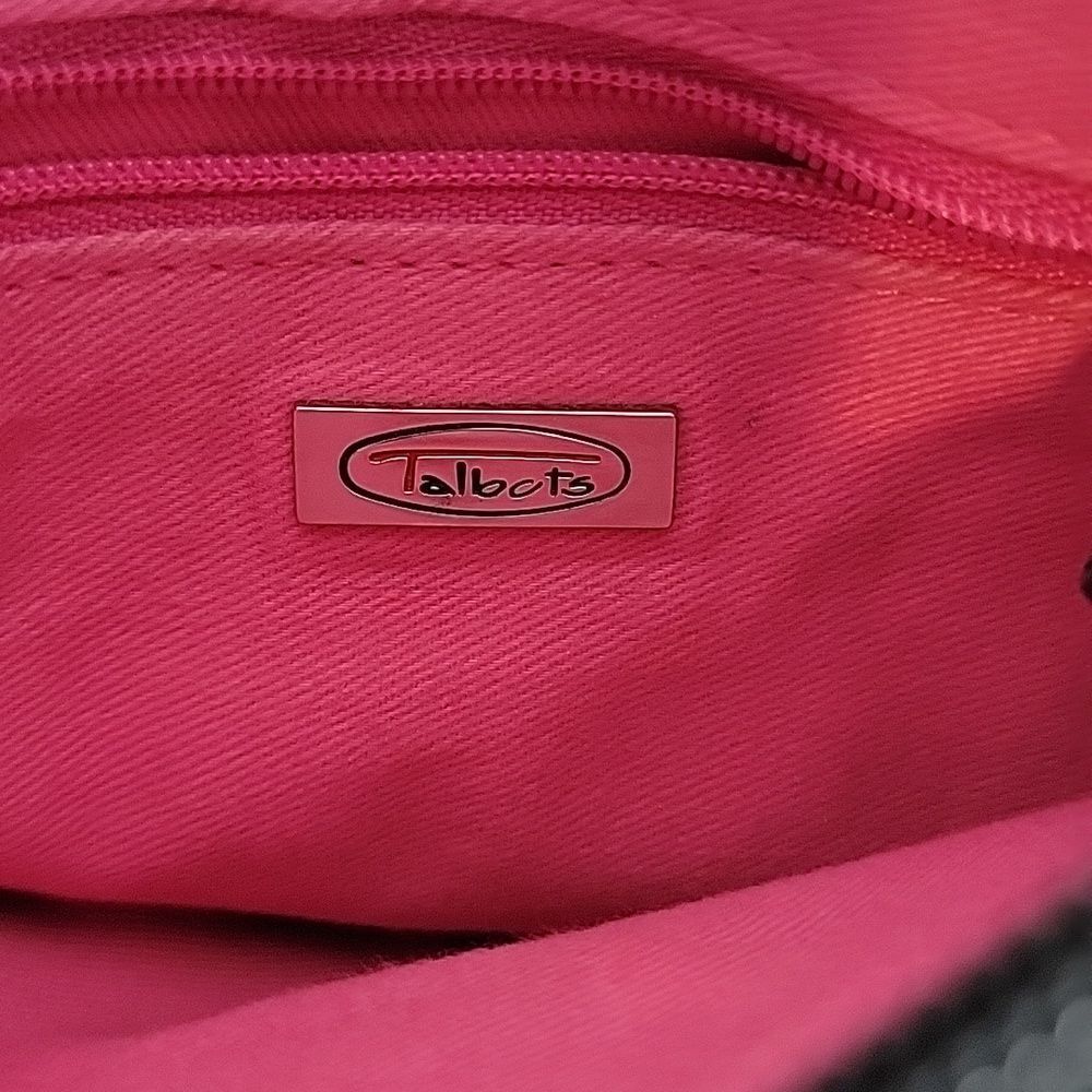 Talbots Wristlet Polka-Dot Mini Bag Black Canvas with Pink & Yellow 4.5" X 7.5 - Picture 5 of 8
